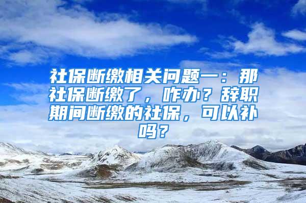 社保斷繳相關(guān)問(wèn)題一：那社保斷繳了，咋辦？辭職期間斷繳的社保，可以補(bǔ)嗎？