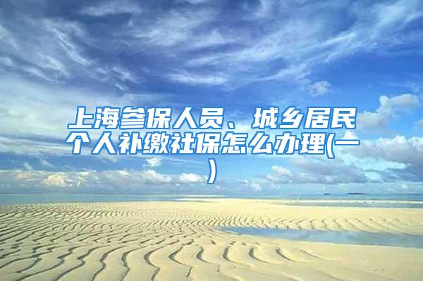 上海參保人員、城鄉(xiāng)居民個人補繳社保怎么辦理(一)