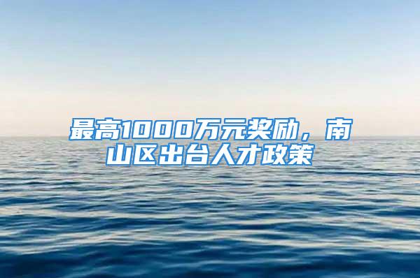 最高1000萬元獎(jiǎng)勵(lì)，南山區(qū)出臺(tái)人才政策