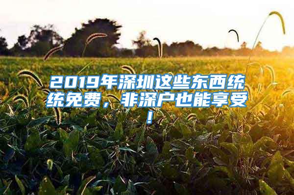 2019年深圳這些東西統(tǒng)統(tǒng)免費(fèi)，非深戶也能享受！