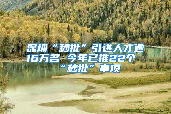 深圳“秒批”引進(jìn)人才逾16萬名 今年已推22個“秒批”事項