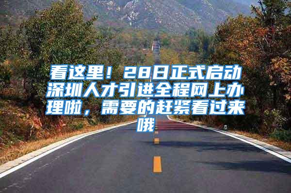 看這里！28日正式啟動(dòng)深圳人才引進(jìn)全程網(wǎng)上辦理啦，需要的趕緊看過(guò)來(lái)哦