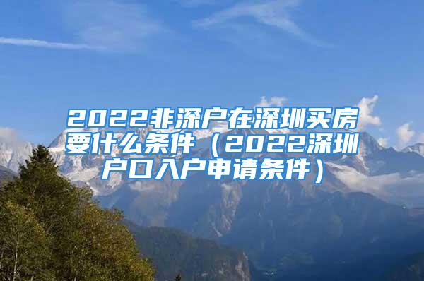 2022非深戶在深圳買房要什么條件（2022深圳戶口入戶申請條件）