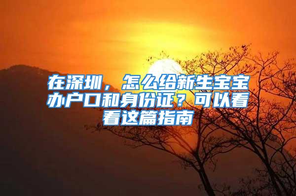 在深圳，怎么給新生寶寶辦戶口和身份證？可以看看這篇指南