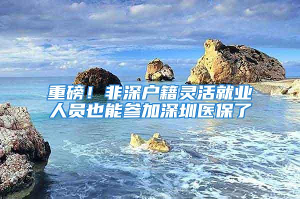 重磅！非深戶籍靈活就業(yè)人員也能參加深圳醫(yī)保了