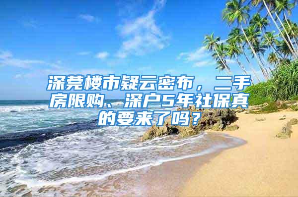 深莞樓市疑云密布，二手房限購、深戶5年社保真的要來了嗎？