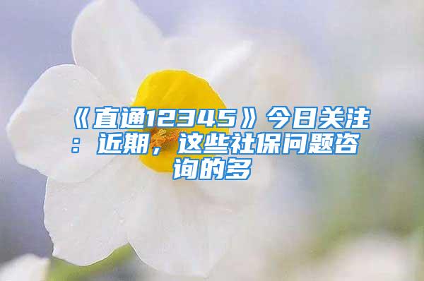 《直通12345》今日關(guān)注：近期，這些社保問題咨詢的多