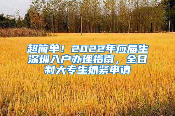 超簡單！2022年應屆生深圳入戶辦理指南，全日制大專生抓緊申請