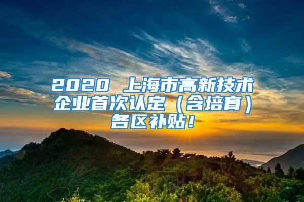 2020 上海市高新技術(shù)企業(yè)首次認(rèn)定（含培育）各區(qū)補貼！