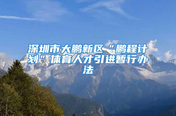 深圳市大鵬新區(qū)“鵬程計(jì)劃”體育人才引進(jìn)暫行辦法