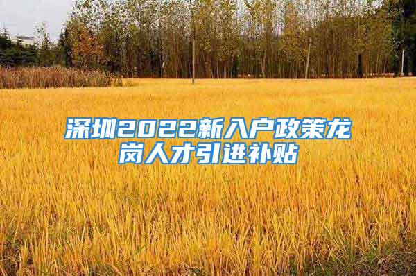 深圳2022新入戶政策龍崗人才引進補貼