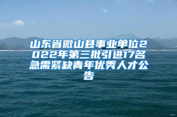 山東省微山縣事業(yè)單位2022年第三批引進(jìn)17名急需緊缺青年優(yōu)秀人才公告