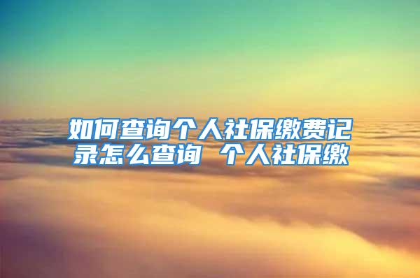 如何查詢個人社保繳費記錄怎么查詢 個人社保繳