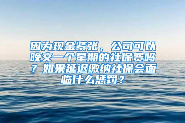 因為現(xiàn)金緊張，公司可以晚交一個星期的社保費嗎？如果延遲繳納社保會面臨什么懲罰？