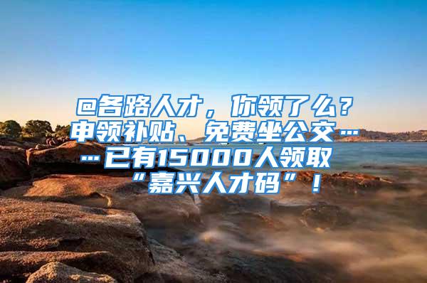 @各路人才，你領(lǐng)了么？申領(lǐng)補貼、免費坐公交……已有15000人領(lǐng)取“嘉興人才碼”！