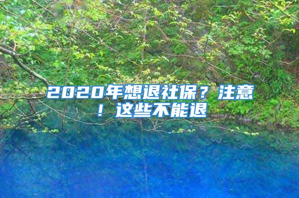 2020年想退社保？注意！這些不能退