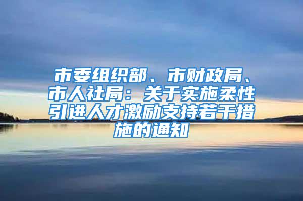 市委組織部、市財政局、市人社局：關于實施柔性引進人才激勵支持若干措施的通知