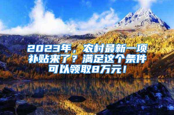 2023年，農(nóng)村最新一項補貼來了？滿足這個條件可以領(lǐng)取8萬元！