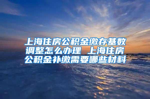 上海住房公積金繳存基數(shù)調(diào)整怎么辦理 上海住房公積金補繳需要哪些材料