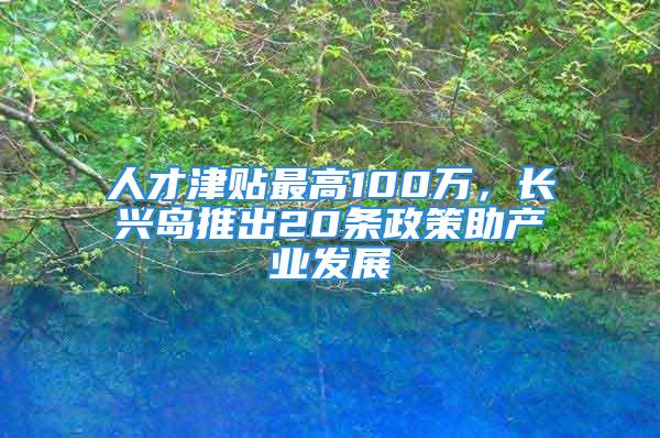 人才津貼最高100萬，長興島推出20條政策助產(chǎn)業(yè)發(fā)展