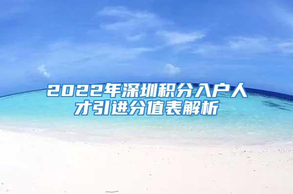 2022年深圳積分入戶人才引進(jìn)分值表解析