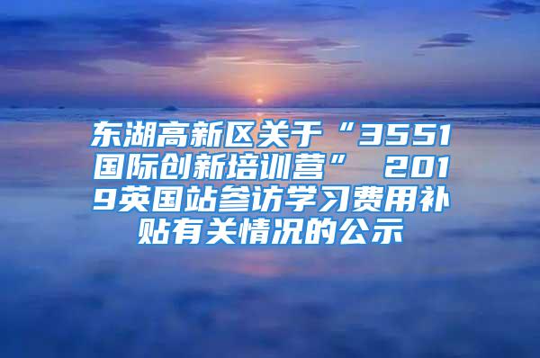 東湖高新區(qū)關于“3551國際創(chuàng)新培訓營” 2019英國站參訪學習費用補貼有關情況的公示