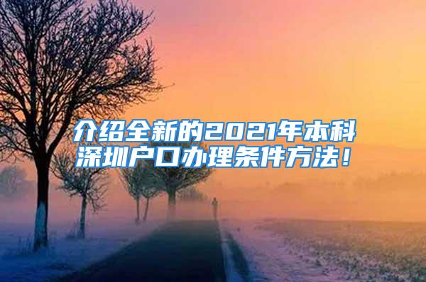 介紹全新的2021年本科深圳戶口辦理?xiàng)l件方法！