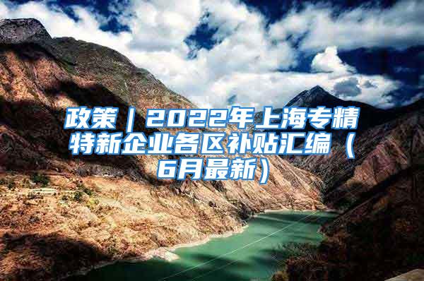 政策｜2022年上海專精特新企業(yè)各區(qū)補貼匯編（6月最新）