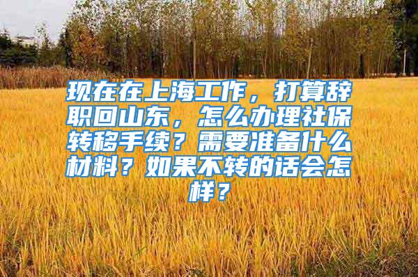 現(xiàn)在在上海工作，打算辭職回山東，怎么辦理社保轉(zhuǎn)移手續(xù)？需要準(zhǔn)備什么材料？如果不轉(zhuǎn)的話會(huì)怎樣？