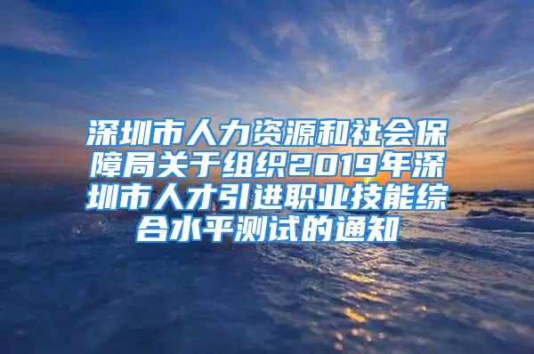 深圳市人力資源和社會(huì)保障局關(guān)于組織2019年深圳市人才引進(jìn)職業(yè)技能綜合水平測試的通知