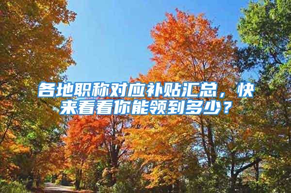 各地職稱對(duì)應(yīng)補(bǔ)貼匯總，快來看看你能領(lǐng)到多少？