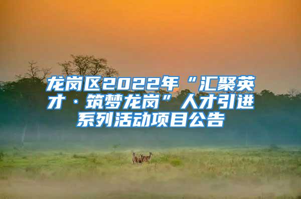 龍崗區(qū)2022年“匯聚英才·筑夢龍崗”人才引進(jìn)系列活動項(xiàng)目公告