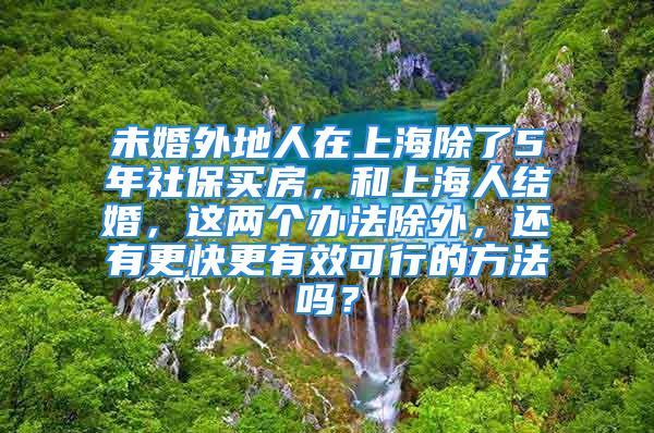 未婚外地人在上海除了5年社保買房，和上海人結(jié)婚，這兩個辦法除外，還有更快更有效可行的方法嗎？