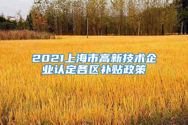 2021上海市高新技術(shù)企業(yè)認(rèn)定各區(qū)補(bǔ)貼政策