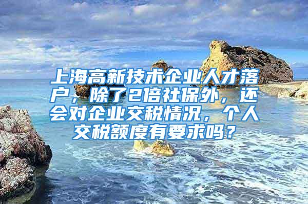 上海高新技術(shù)企業(yè)人才落戶(hù)，除了2倍社保外，還會(huì)對(duì)企業(yè)交稅情況，個(gè)人交稅額度有要求嗎？