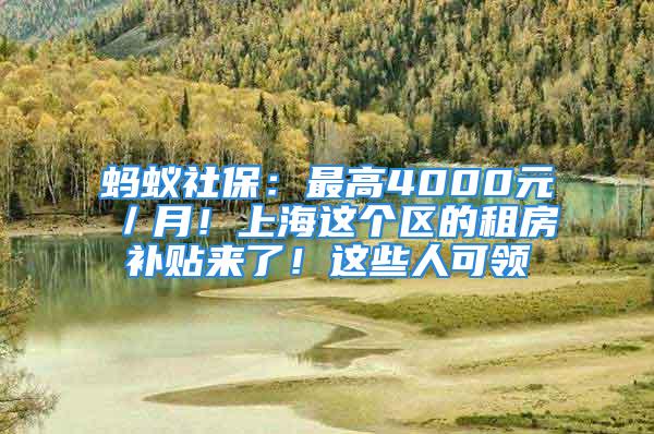 螞蟻社保：最高4000元／月！上海這個(gè)區(qū)的租房補(bǔ)貼來(lái)了！這些人可領(lǐng)