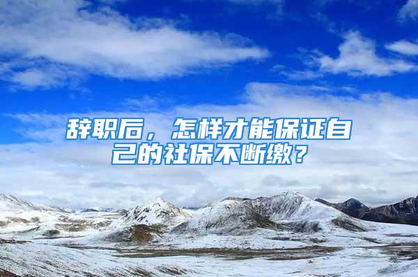 辭職后，怎樣才能保證自己的社保不斷繳？