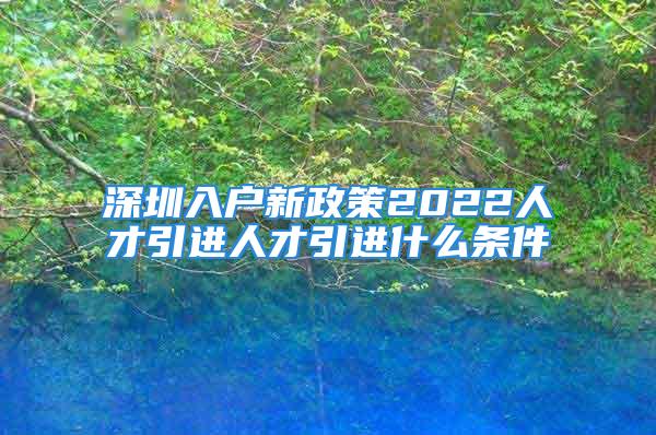 深圳入戶新政策2022人才引進人才引進什么條件