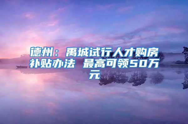 德州：禹城試行人才購(gòu)房補(bǔ)貼辦法 最高可領(lǐng)50萬(wàn)元