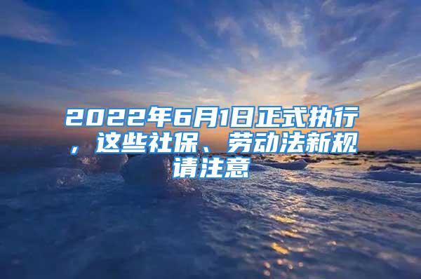 2022年6月1日正式執(zhí)行，這些社保、勞動(dòng)法新規(guī)請注意