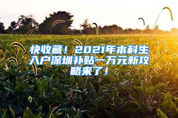 快收藏！2021年本科生入戶深圳補(bǔ)貼一萬元新攻略來了！