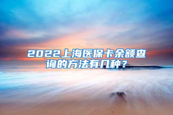 2022上海醫(yī)保卡余額查詢的方法有幾種？