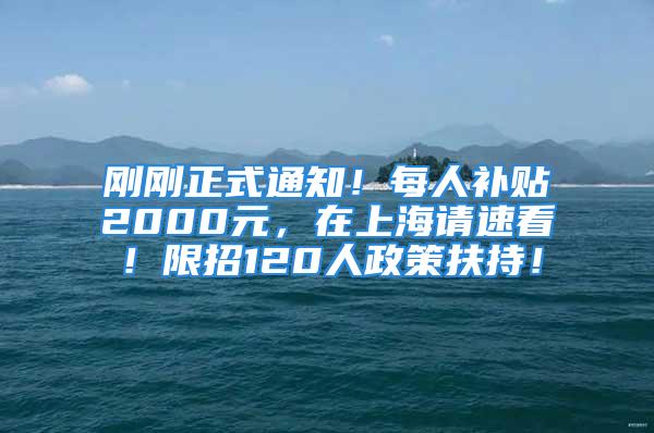 剛剛正式通知！每人補(bǔ)貼2000元，在上海請(qǐng)速看！限招120人政策扶持！