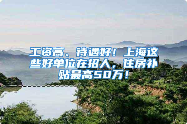 工資高、待遇好！上海這些好單位在招人，住房補(bǔ)貼最高50萬(wàn)！