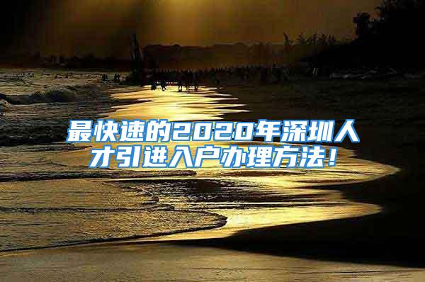 最快速的2020年深圳人才引進入戶辦理方法！