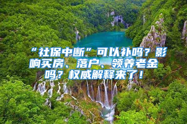 “社保中斷”可以補嗎？影響買房、落戶、領養(yǎng)老金嗎？權威解釋來了！