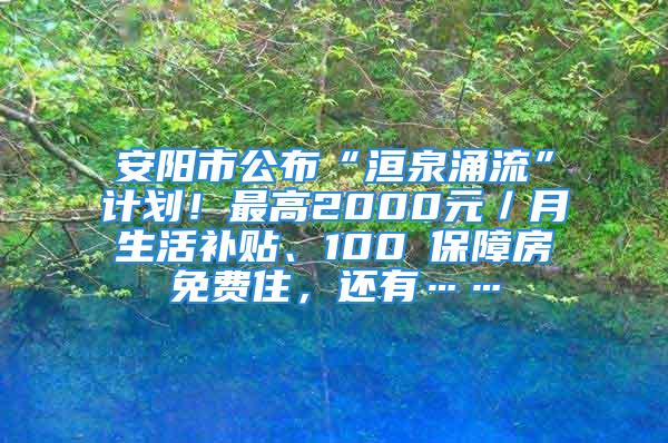 安陽(yáng)市公布“洹泉涌流”計(jì)劃！最高2000元／月生活補(bǔ)貼、100㎡保障房免費(fèi)住，還有……