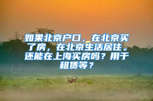 如果北京戶口，在北京買了房，在北京生活居住。還能在上海買房嗎？用于租賃等？