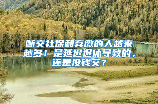 斷交社保和棄繳的人越來越多！是延遲退休導(dǎo)致的，還是沒錢交？