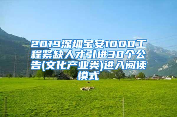 2019深圳寶安1000工程緊缺人才引進(jìn)30個公告(文化產(chǎn)業(yè)類)進(jìn)入閱讀模式